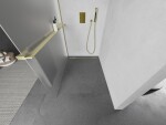 MEXEN/S - Kioto+ Sprchová zástena s poličkou WALK-IN 110 x 200, dekor, zlatá kartáčovaná 800-110-121-55-30