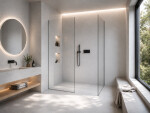 CERANO - Sprchová zástena Walk-in Crystal TL/P - 10 mm - bezvzperový systém - čierna matná, transparentné sklo - 160x150x200 CER-8050BD80820