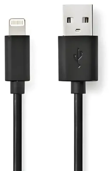 Nedis čierna / Dátový kábel / USB-A (M) - Lightning (M) / USB 2.0 / 480 Mbps / 1 m (CCGB39300BK10)
