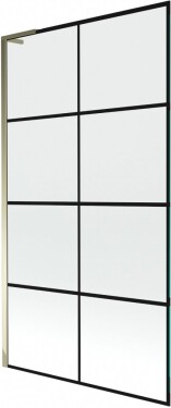 MEXEN/S - Next L vaňová zástena FIX 100 x 150, čierna vzor, zlatá 895-100-000-03-77-50