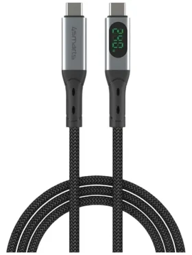 4smarts DigitCord 240W 1,5m čierny / Kábel USB4 / 40 Gb/s / 8K 60Hz / PD 240W (541438)