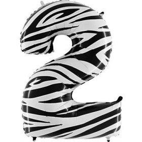 Nafukovací balónik číslo 2 zebra 102 cm extra veľký - Grabo