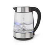 Nedis KAWK320EGS čierna / Rýchlovarná kanvica / 2200 W / 1.7 l / Ukazovateľ teploty / Sklo (KAWK320EGS)