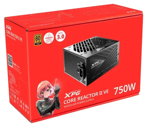 ADATA XPG CORE REACTOR II VO čierna / Zdroj / 750 W / ATX 3.1 / 80 PLUS Gold / plne modulárny / 12VHPWR konektor (COREREACTORIIVE750G-BKCEU)