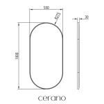 CERANO - Kúpeľňové zrkadlo Bano, kovový rám - čierna matná - 55x100 CER-NT8144-100X55