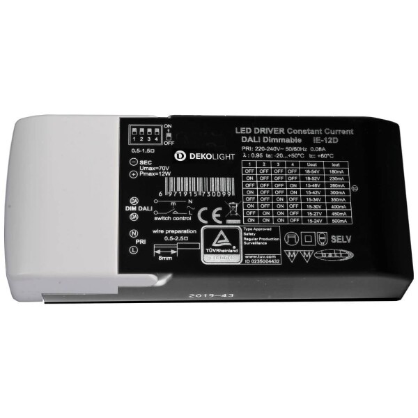 Deko Light BASIC, DIM, Multi CC, IE-12D LED driver konštantný prúd 12 W 500 mA 15 - 52 V; 862190