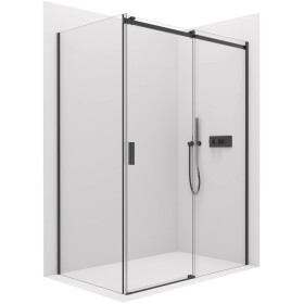 CERANO - Sprchovací kút Santoro Ľ/P - 6 mm - čierna matná, transparentné sklo - 100x70x195 - posuvný CER-431467