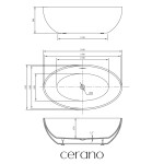 CERANO - Vaňa akrylátová Minoa - voľne stojaca - biela lesklá - 164x95x58 CER-682765