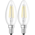 OSRAM 4052899972032 LED En.trieda 2021 E (A - G) E14 sviečkový tvar 4 W = 40 W teplá biela (Ø x d) 35 mm x 100 mm vlákno 2 ks; 4052899972032