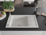 MEXEN MEXEN - Elias granitový drez 1 misa drez s vypúšťaním krátky odkvapkávač 795x480 mm, biela 6511791005-20