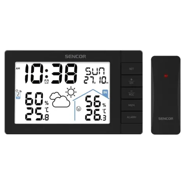 Sencor SWS 3200 čierna / Meteostanica / LCD / bezdrôtový snímač (8590669379286)