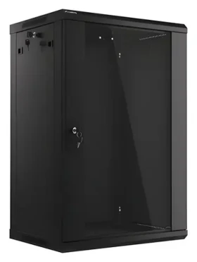 Lanberg WF01-6418-10B čierna / Nástenný rozvádzač / 19" / 18U / 600x450 mm / Flat pack / Sklenené dvere (WF01-6418-10B)