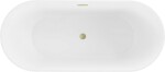 MEXEN/S - Flavia voľne stojaca vaňa 150 x 75, biela/čierna, sifón a prepad kartáčované zlato 54031507575-55