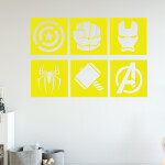 Veselá Stena Samolepka Znaky Avengers sada Farba: žlutá, Veľkosť: 40 x 58 cm