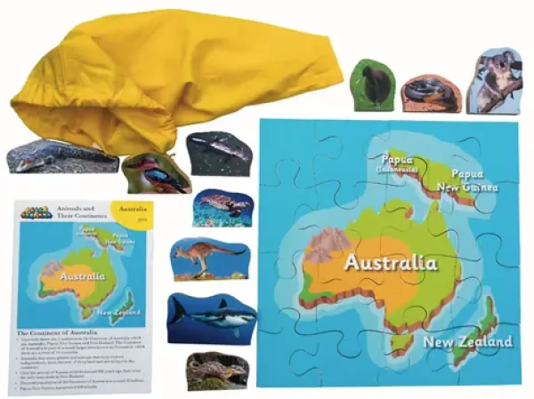 Just Jigsaws 774 Austrália a jej zvieratá - drevené puzzle 16 dielov a 10 zvierat