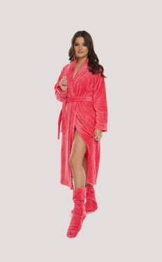Dlhý dámsky župan De Lafense 548 Melanie S-2XL lososové tečky XXL