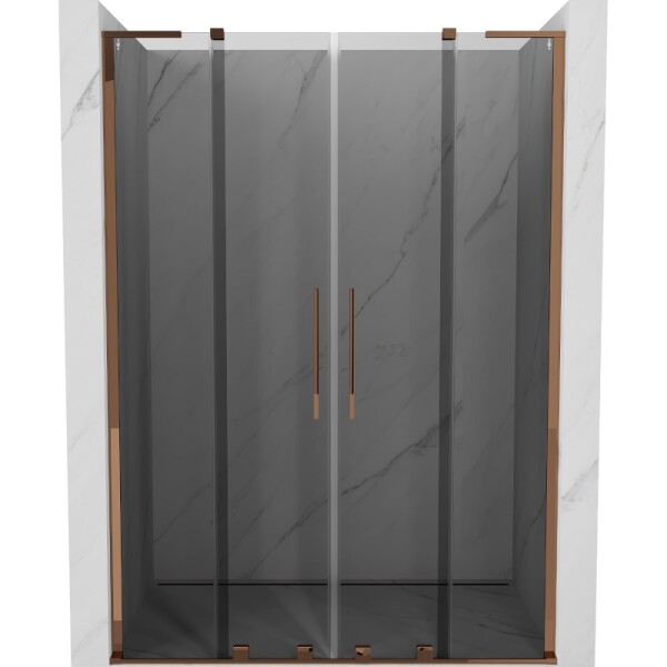 MEXEN/S - Velar L Duo posuvné sprchové dvere 160, grafit, ružové zlato 871-160-003-42-60