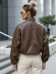 Dámska kožená bunda TY5596 hnedá - FashionStreet XL