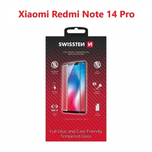 Swissten FULL GLUE COLOR FRAME CASE FRIENDLY sklo pre XIAOMI REDMI NOTE 14 PRE 5G čierna (54501879)