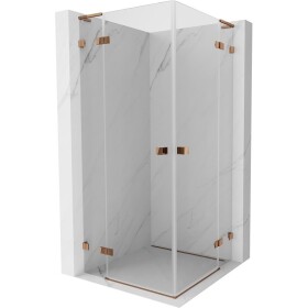 MEXEN/S - Lunar L Duo sprchovací kút dvere krídlové 90 x 90, transparent, ružové zlato 834L-090L-090P-60-00