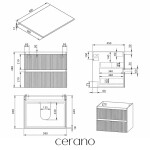 CERANO - Kúpeľňová skrinka Carole - biela matná ryhovaná + doska pod umývadlo z lit. mramoru Elanys - 12 mm - biela matná - 60x49,2x46 CER-714878