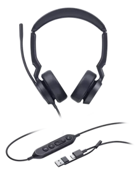 Yealink UH44 Dual UC čierna / Stereo náhlavná súprava / mikrofón / USB-C USB-A / kábel 2,15 m (1308187)