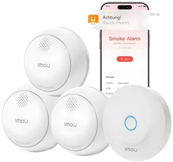 Imou ZSM1 biela / Chytrý detektor dymu / Sada alarm + 3x detektor (Smoke Detector ZSM1 Kit-EU-3)