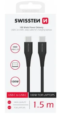 Swissten Dátový kábel TPE USB-C - USB-C 1.5m čierna / Power Delivery 5A (100W) (71506540)