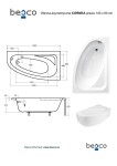 BESCO - Asymetrická vaňa CORNEA - Nožičky k vani - Bez nožičiek, Rozmer vane - 140 × 80 cm, Spôsob prevedenia - Pravé VANCOR140P