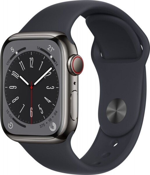 Apple Watch 8 GPS + Cellular 41mm Midnight Stainless Steel Sport Modrý (MNJJ3UL/A)