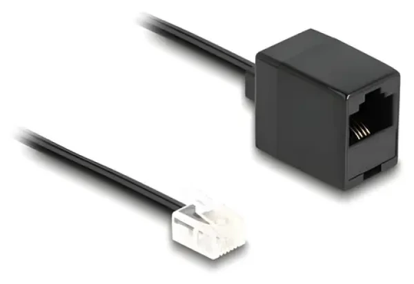 DeLock RJ11 (M) - RJ45 (F) čierna / Telefónny kábel / 1 m / plochý (88092)