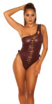 Sexy KouCla Coldshoulder Wetlook Body BORDEAUX Einheitsgroesse