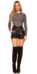 Sexy fine knit body with mesh and studs anthracite Einheitsgroesse