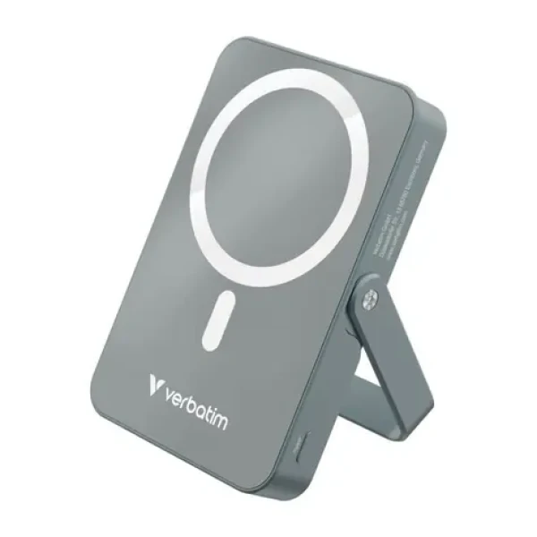 Verbatim Charge 'n' Go šedá / Magnetická bezdrôtová powerbanka / 10000 mAh / USB-C / MagSafe / 15-20W