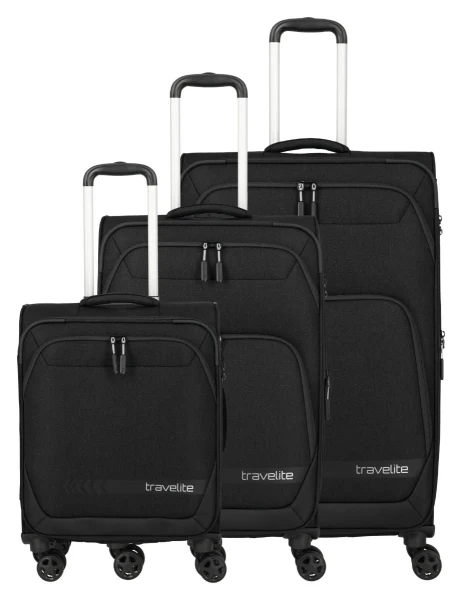 Travelite Kick Off 4w S, M exp, L exp Black S: 37 l / M: 69/73 l / L: 110/117 l TRAVELITE-6940-01