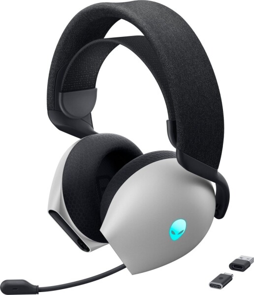 Dell Alienware Tri-Mode Wireless Gaming Headset AW725H - Headset - ohrumschliessend - Bluetooth / 2,4 GHz Funkfrequenz - kabellos, kabelgebunden - 3,5 mm Stecker - Lunar Light