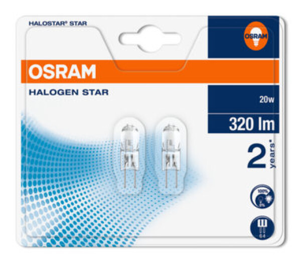 OSRAM Halogén Halostar Star 64425 ST 12V 20W G4 / 300lm / 2700K / 2000h / noDIM / C / Sklo / Blister 2ks (4008321201836)