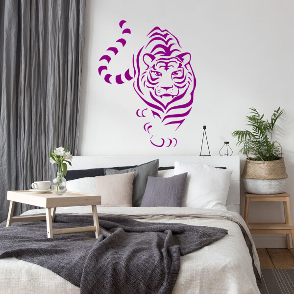 Veselá Stena Samolepka Tiger indický Farba: fialová, Veľkosť: 100 x 77 cm