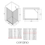 CERANO - Sprchovací kút Antelo L/P - 6 mm - čierna matná, transparentné sklo - 120x50x190 - otočný CER-482224