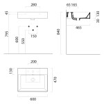 GSI - KUBE X keramické umývadlo 60x47cm, bez otvoru, biela ExtraGlaze 9431011