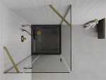 MEXEN/S - Roma sprchovací kút 90x90, transparent, zlatá + čierna vanička so sifónom 854-090-090-50-00-4070G