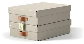 Leitz Puro béžová / Úložný box / Kartón / Veľkosť M nízky / 2 ks / 270 × 100 × 370 mm (61480012)