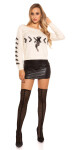 Trendy KouCla knit sweater with lacing Einheitsgroesse