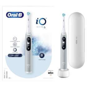 Oral-B iO Series 6 Grey Opal / Elektrická zubná kefka / magnetická iO / 5 režimov / AI / OLED (iO Series 6 Grey Opal)