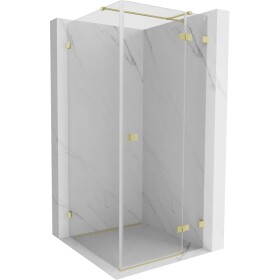 MEXEN/S - Lunar T sprchovací kút dvere krídlové pravá 90 x 90, transparent, zlato kartáčovaná 834T-090-090-55-00-P