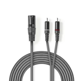 Nedis Vyvážený Audio kábel XLR 3pinový (M) - 2x RCA (M) 1.50 m tmavo šedá (COTH15200GY15)