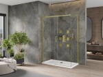 MEXEN/S - Omega Sprchovací kút 130x70, transparent, zlatý + vanička so sifónom 825-130-070-50-00-4010