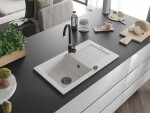 MEXEN/S MEXEN/S - Pablo granitový drez 1 s odkvapkávačom 752 x 436 mm, biela, + sifón grafit 6510751010-20-B