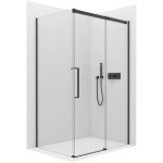 CERANO - Sprchovací kút Lantono L/P - 8 mm - Soft-Close - čierna matná, transparentné sklo - 160x90x195 - posuvný CER-433220