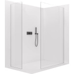 CERANO - Sprchová zástena Walk-in Crystal TL/P - 10 mm - bezvzperový systém - čierna matná, transparentné sklo- 160x130x200 CER-8050BD80822